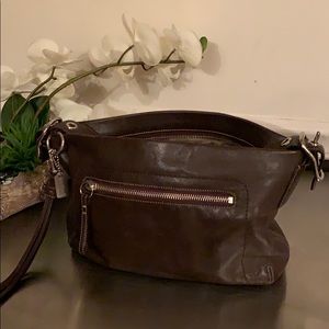 Genuine Chocolate Leather Coach Tote / Purse